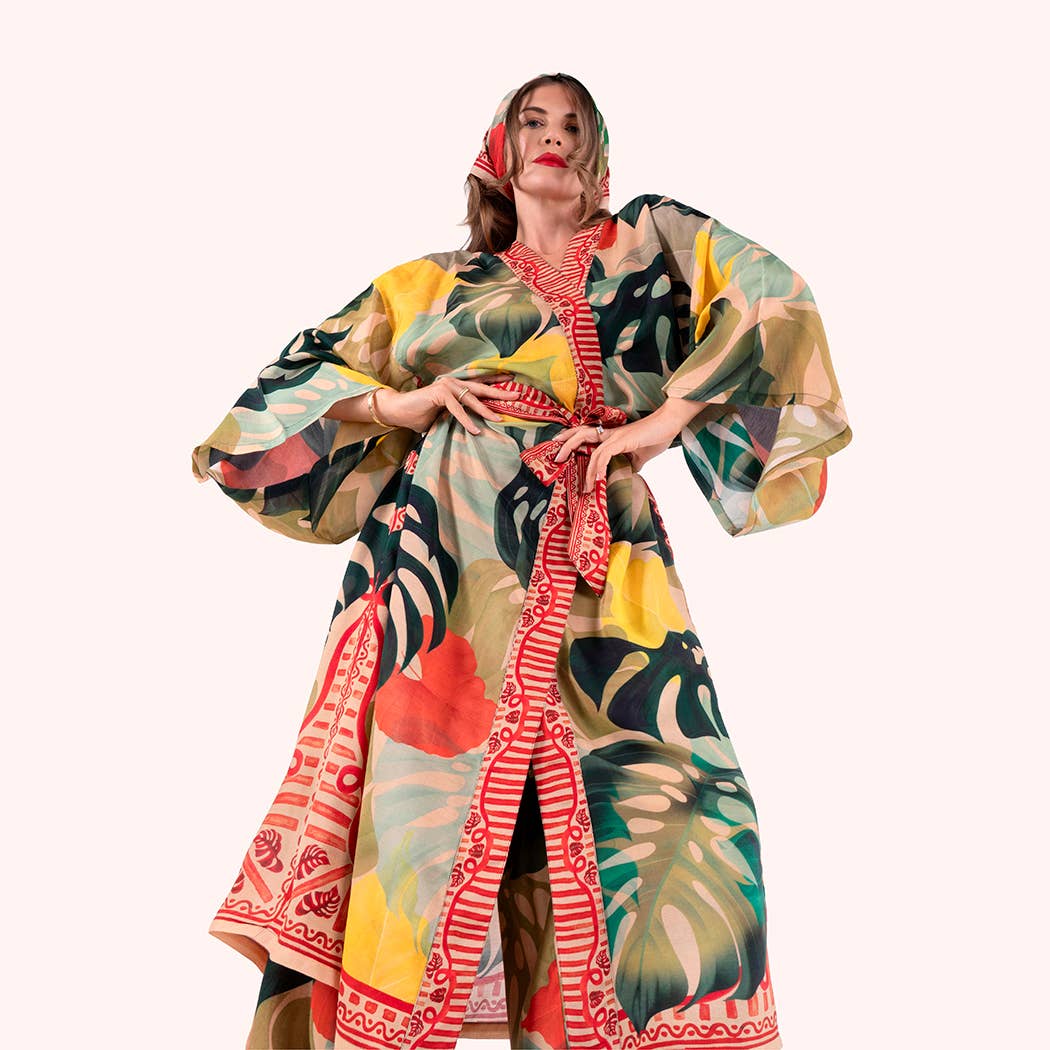 Kimono Gown - Exotic Leaves, by Powder Designs