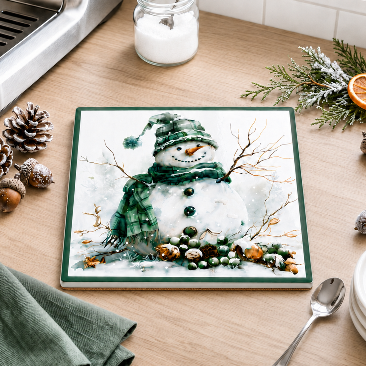 Highland Row Snowman Ceramic Trivet