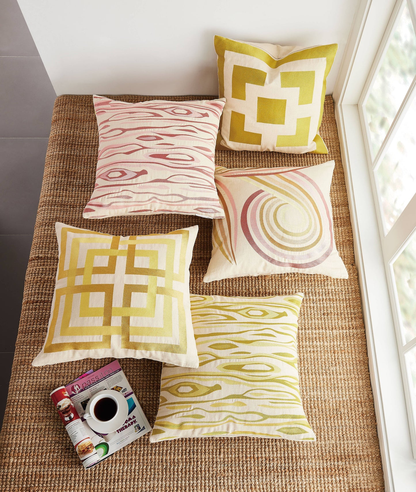 Trina Turk Palm Springs Block Gold Embroidered Pillow
