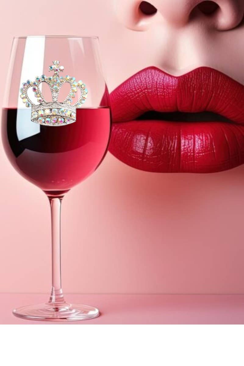 Queens' Jewels Aurora Borealis Crown Jeweled Stemmed Wine Glass