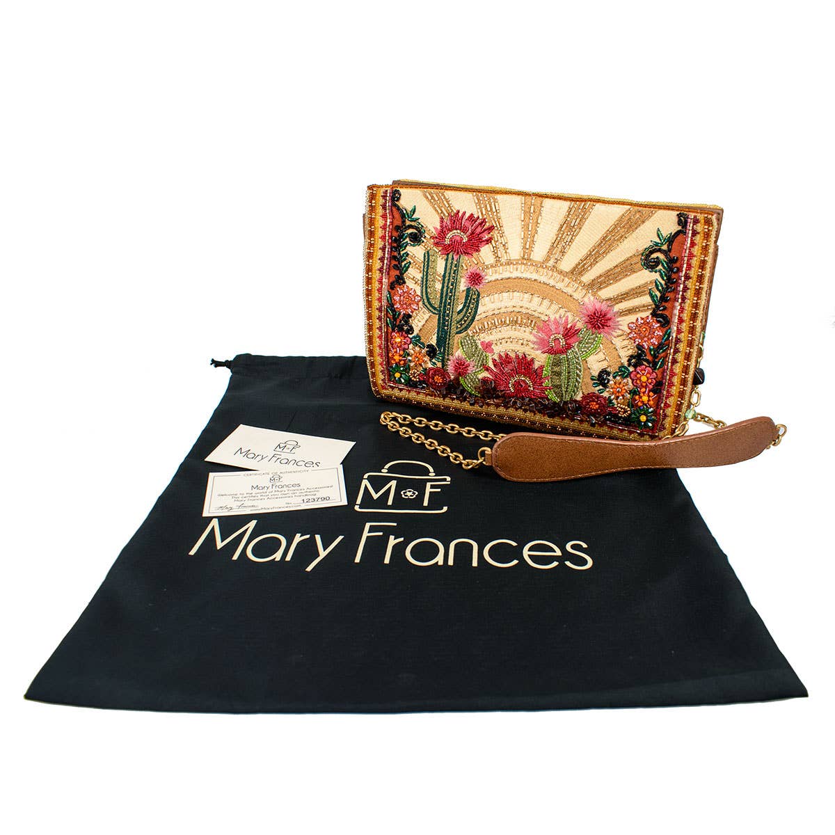 Mary Frances Desert Sunrise Beaded Cactus and Floral Crossbody Handbag