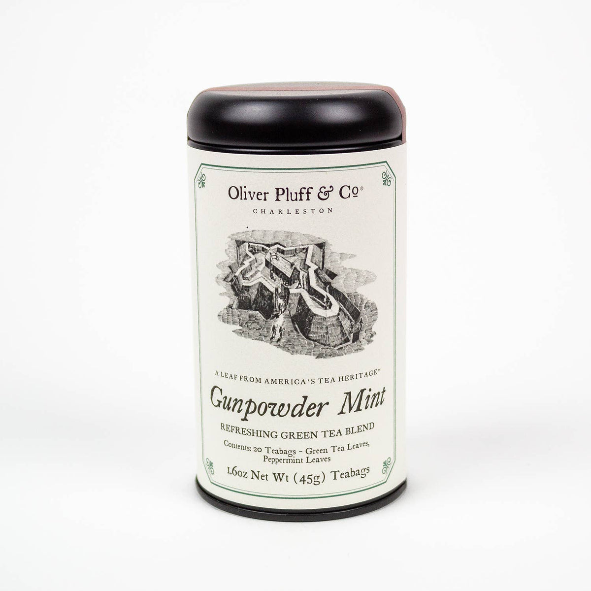 Oliver Pluff & Company Gunpowder Mint - 20 Teabags in Signature Tea Tin