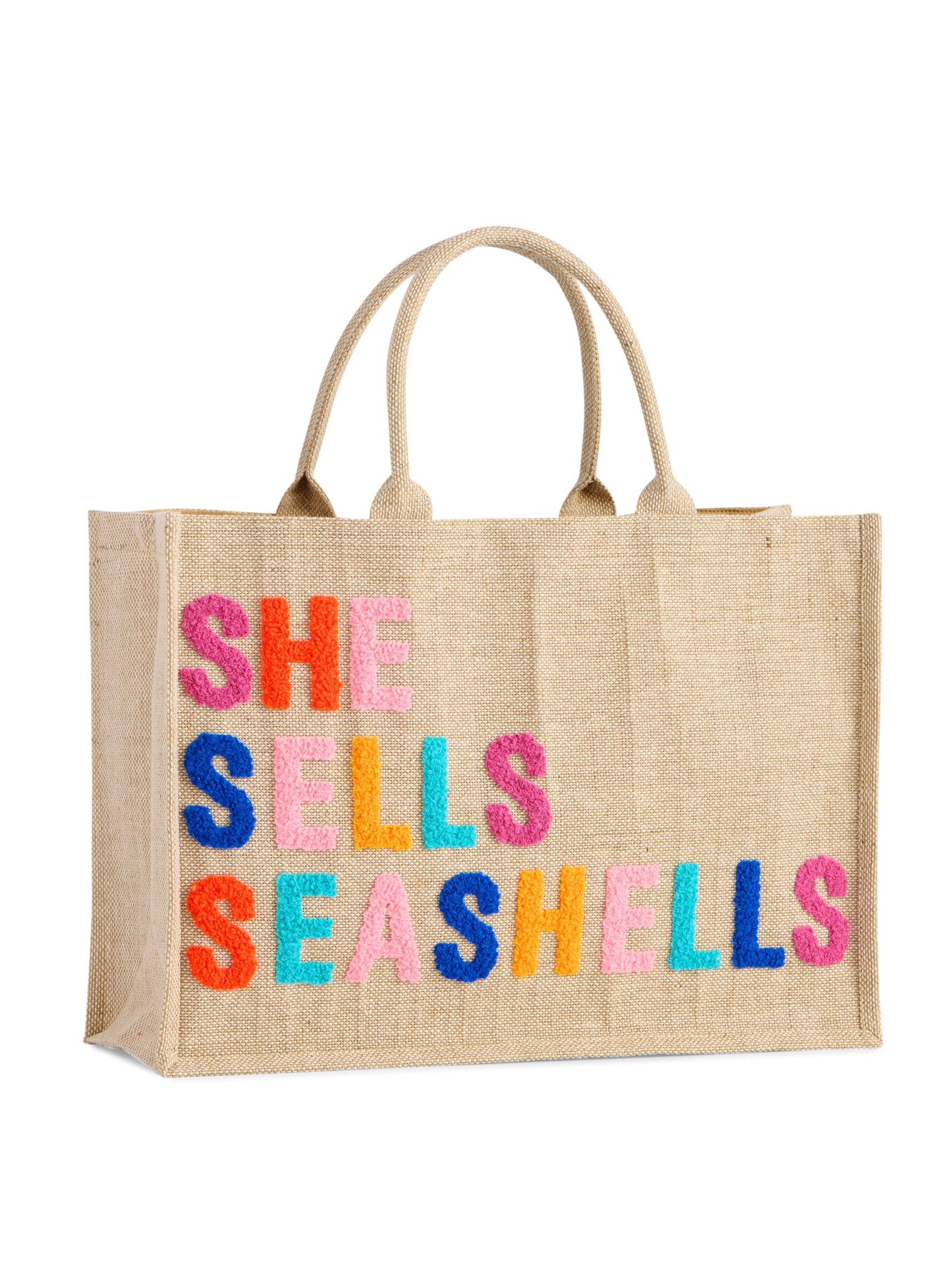 Shiraleah's "SHE SELLS SEASHELLS" BEACH BAG, NATURAL