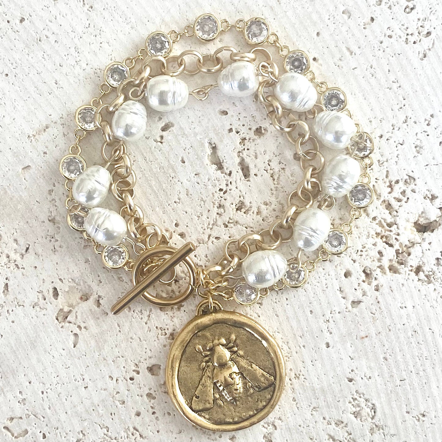 VB & Co. Bee Coin Triple Layered Bracelet (Reversable)