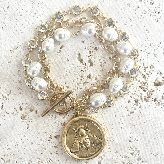VB & Co. Bee Coin Triple Layered Bracelet (Reversable)