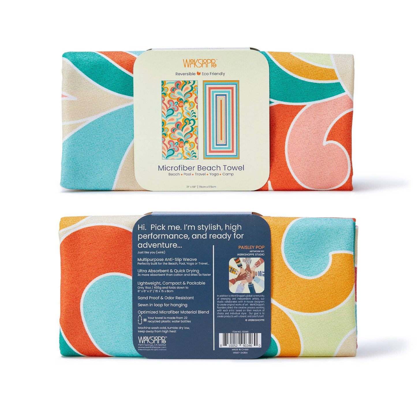 Werkshoppe's Paisley Pop Microfiber Beach and Pool Towel