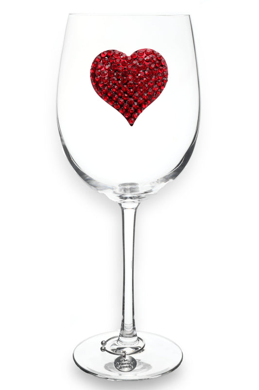 Queens' Jewels Red Heart Jeweled Stemmed Wine Glass