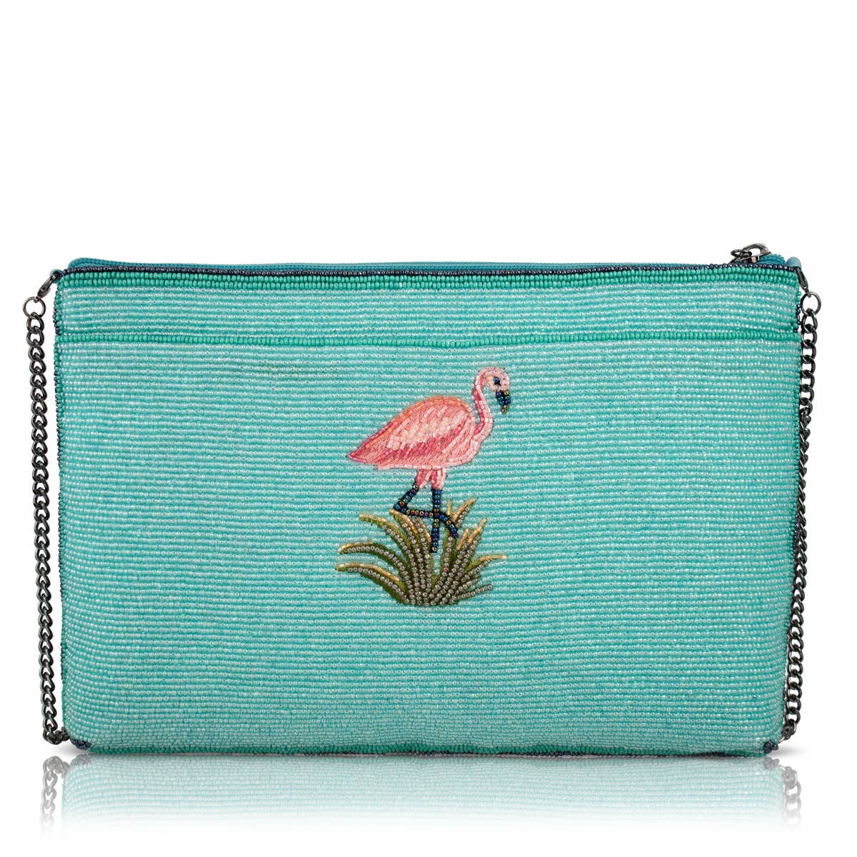 Mary Frances Coastal Notes Tropical Postcard Beaded Crossbody Handbag