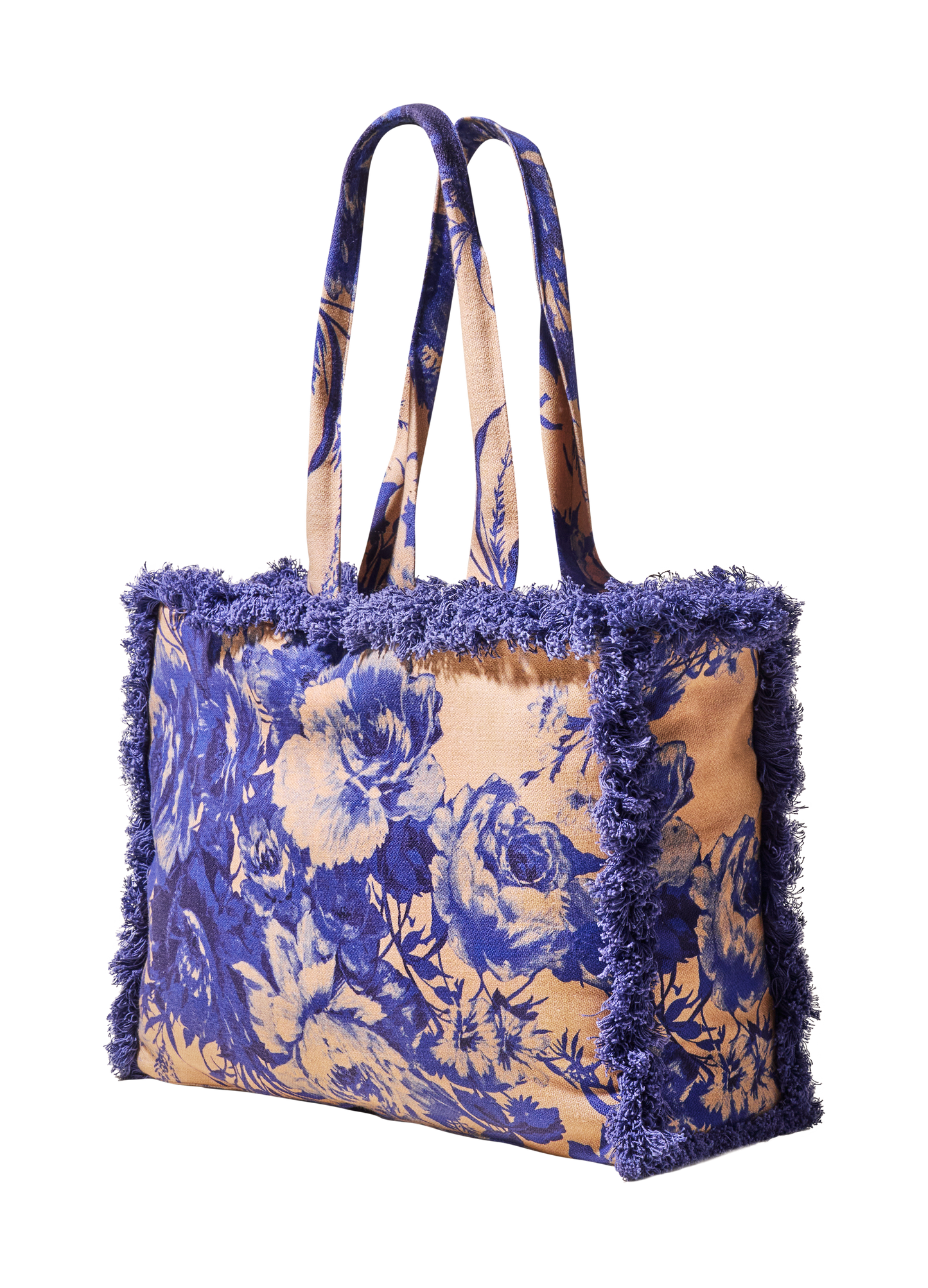 Fringed Box Tote - China Blue Blooms, by Powder Designs