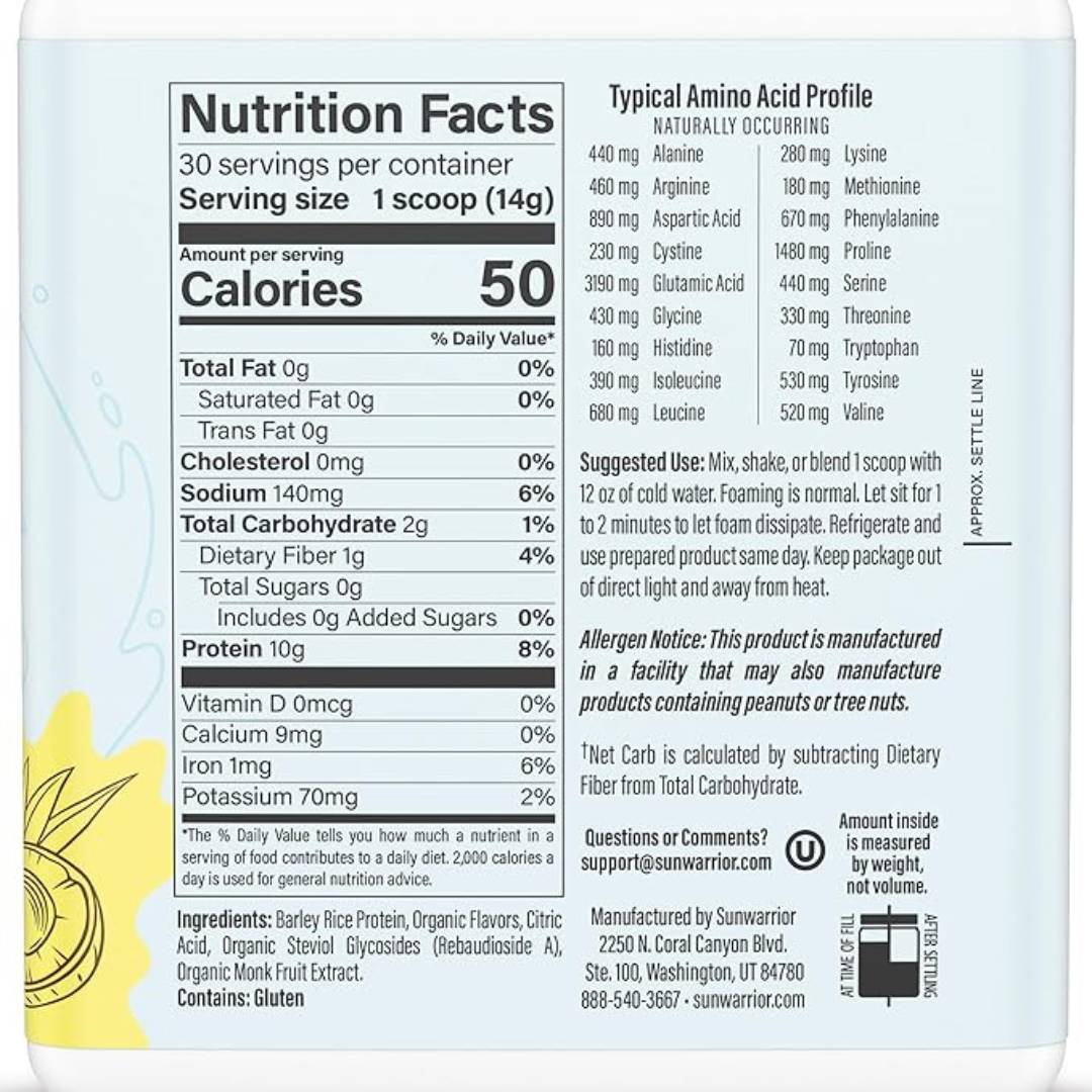 Clear Pineapple Coconut Protein Powder - Barley Protein
