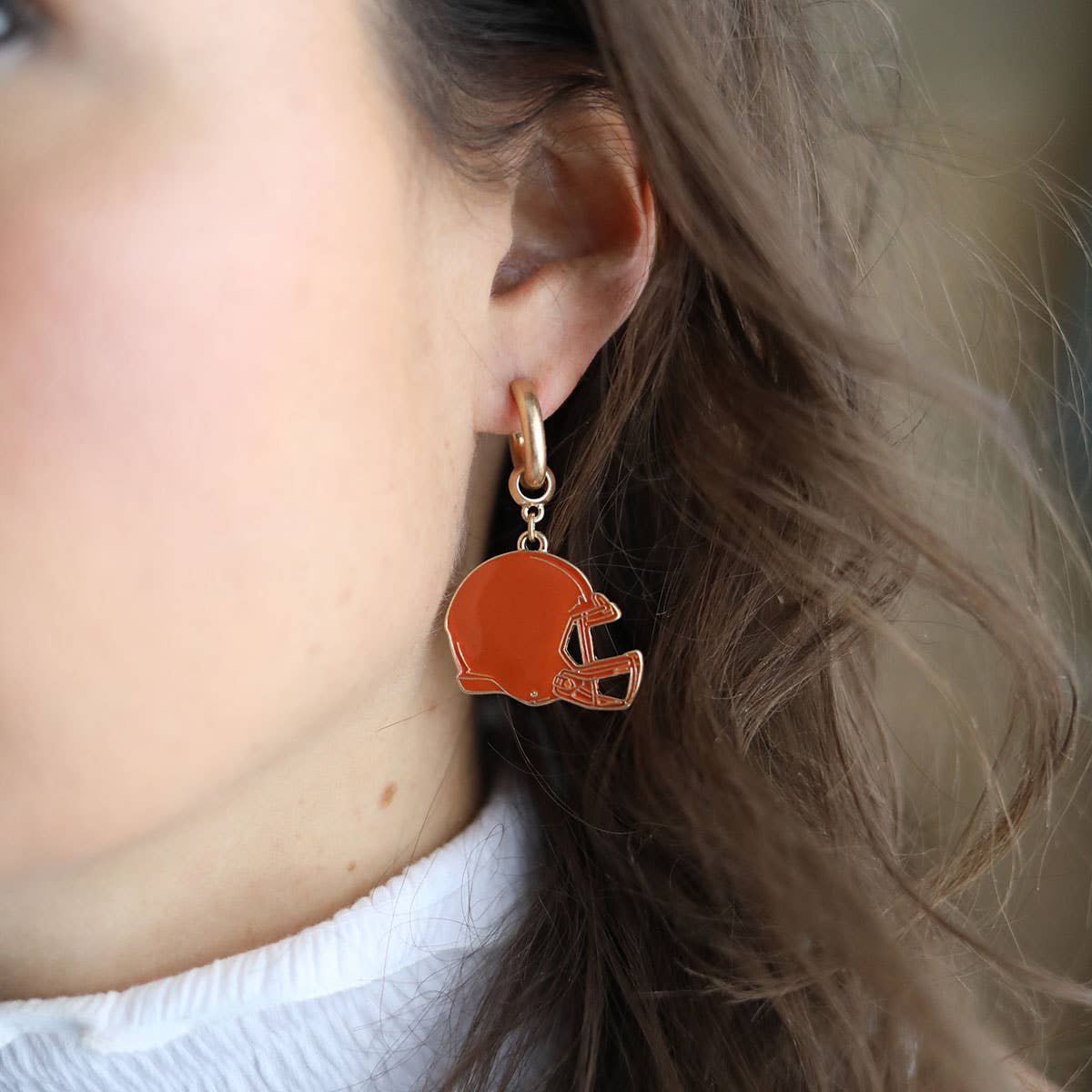 Canvas Style Game Day Football Helmet Enamel Earrings