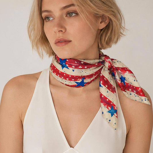 Vintage Patriotic American USA Flag Print Square Scarf