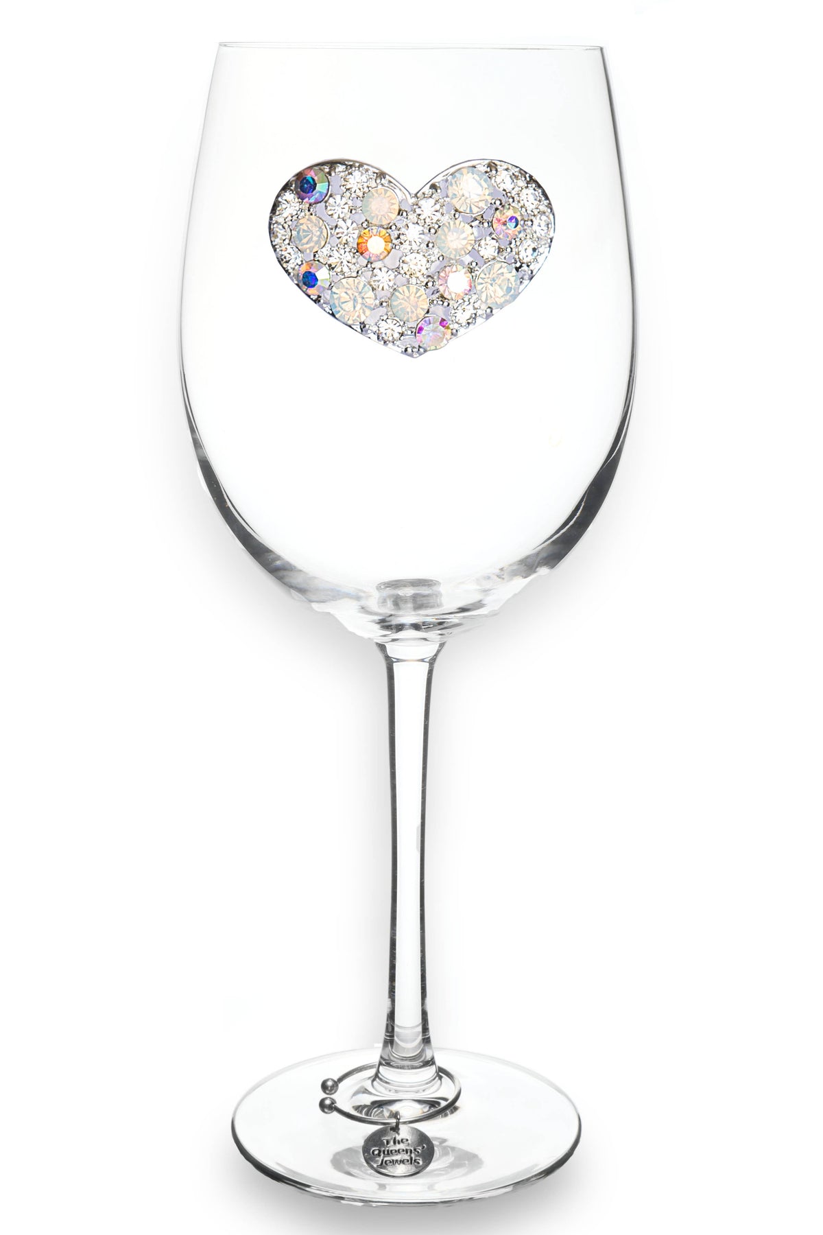 Queens' Jewels Multi Stone Heart Jeweled Stemmed Wine Glass