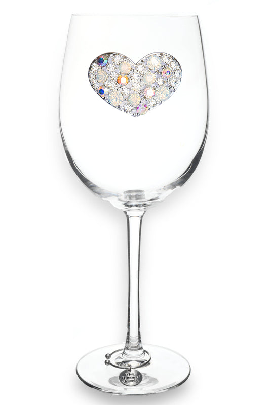 Queens' Jewels Multi Stone Heart Jeweled Stemmed Wine Glass