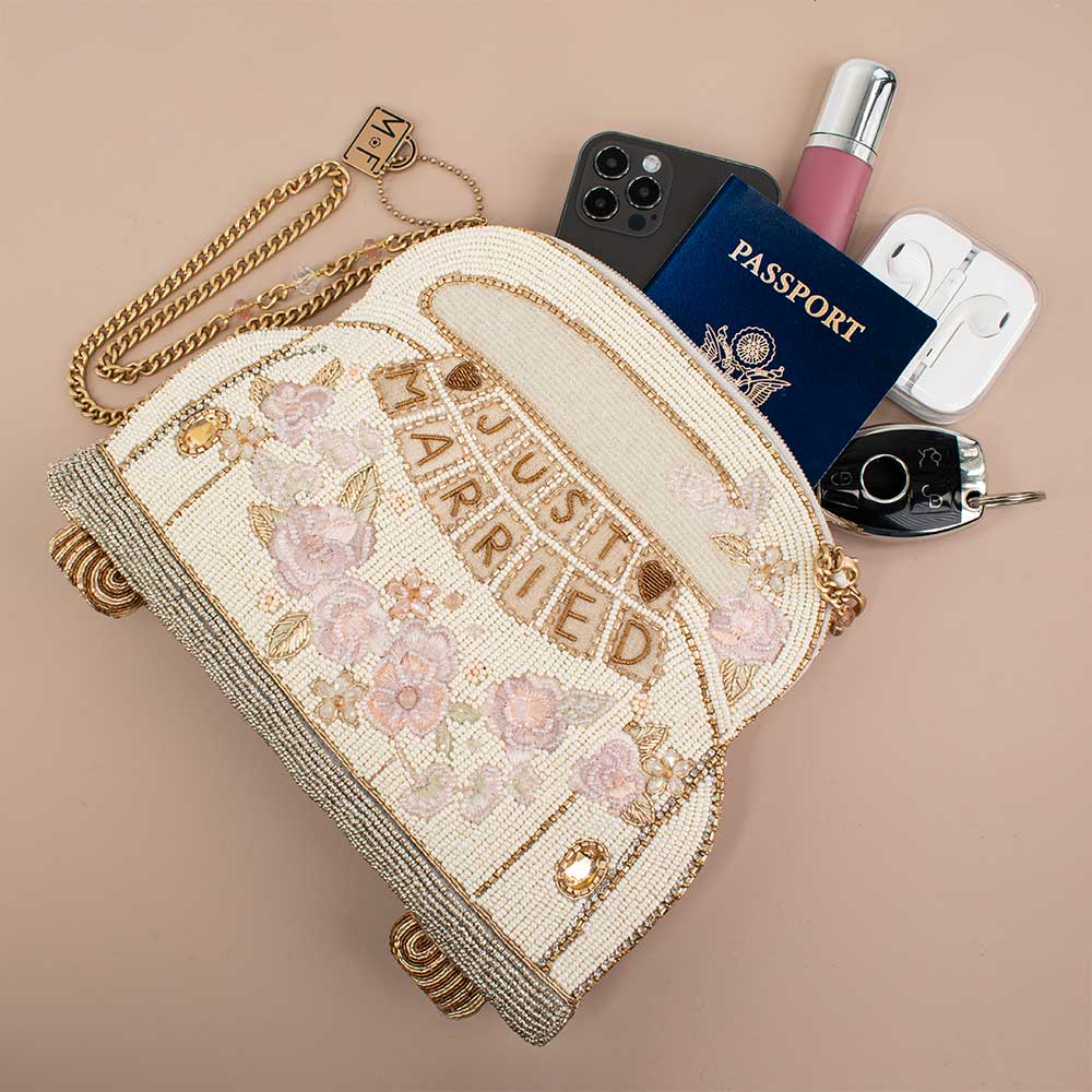 Mary Frances Just Married Beaded Car Crossbody Handbag