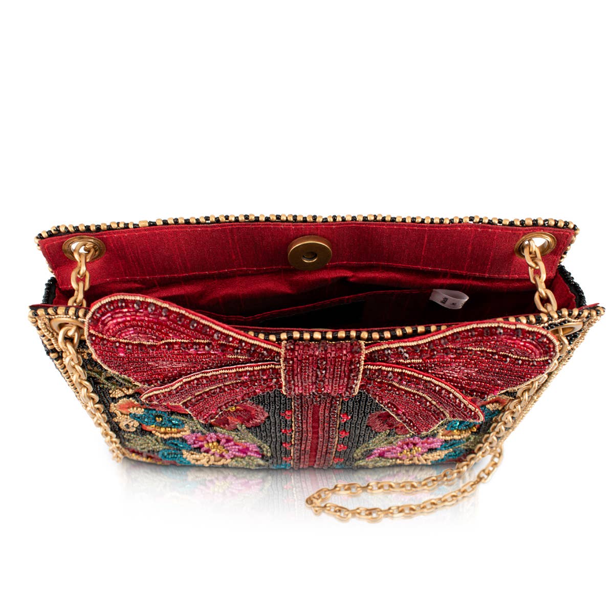 Mary Frances Gifted Floral Bow Beaded and Embroidered Crossbody Handbag