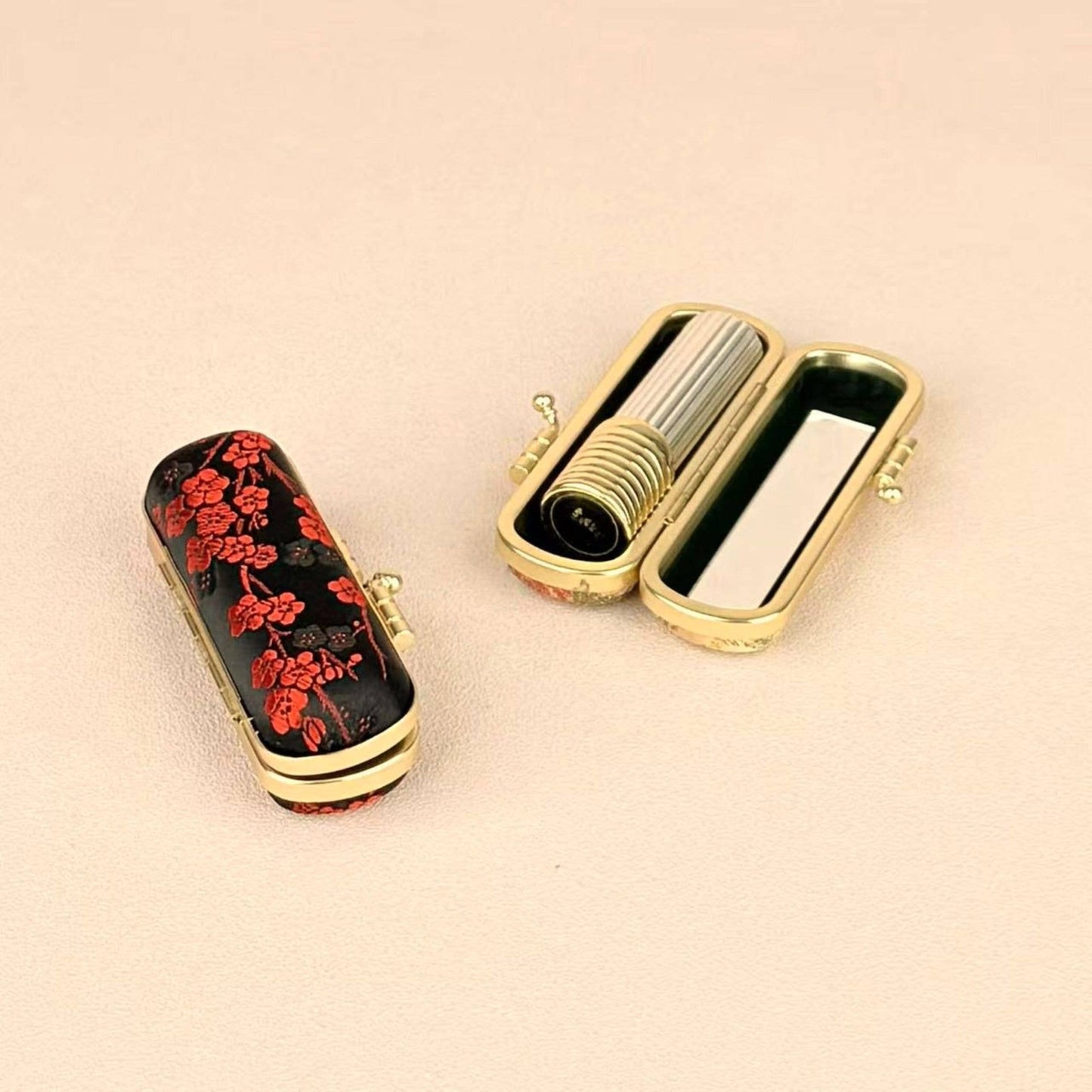 Cherry Blossom Lipstick Case with Mirror