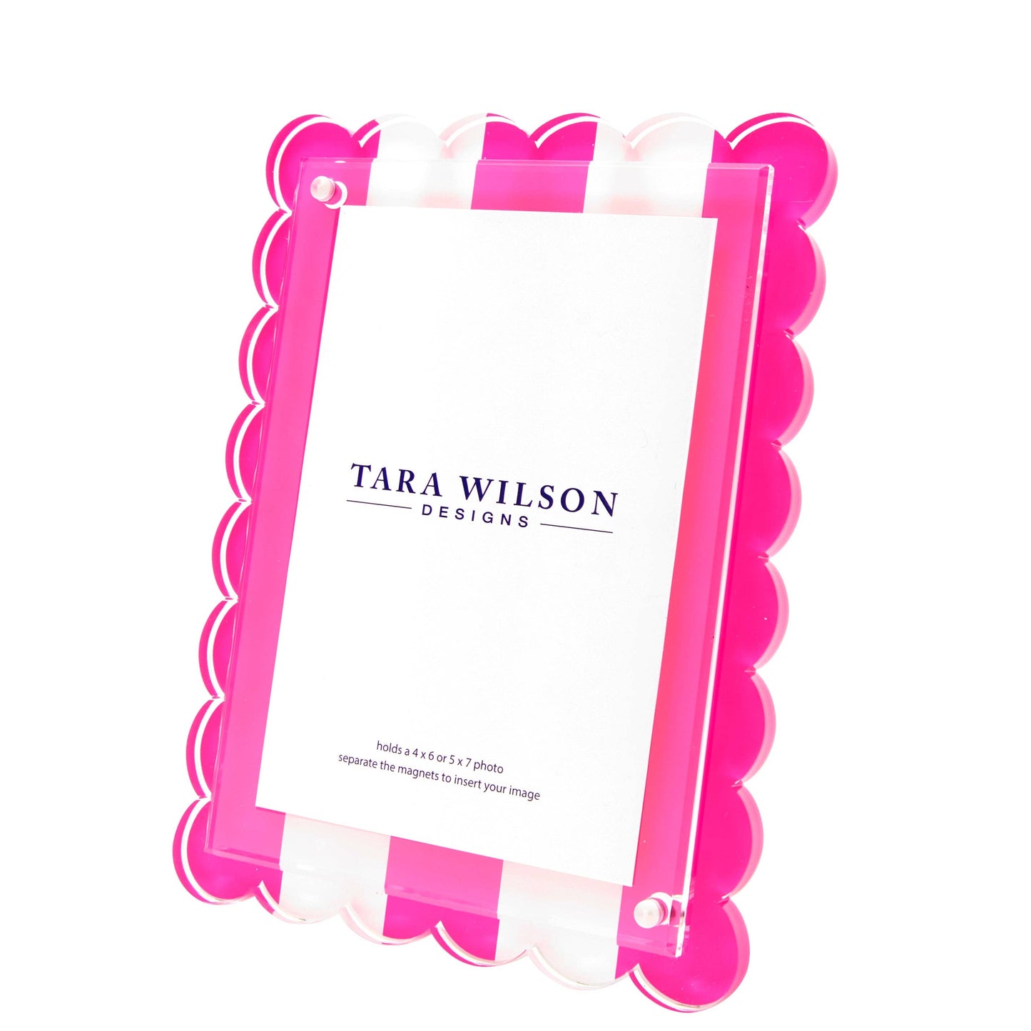 Tara Wilson SCALLOP FRAME - PINK & WHITE STRIPE