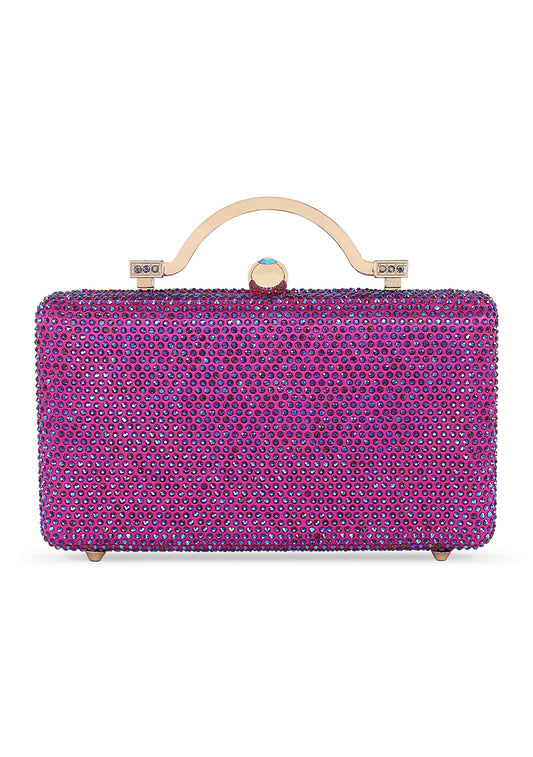 Jewel By Badgley Mischka Jacquard Minaudiere Neon Pink