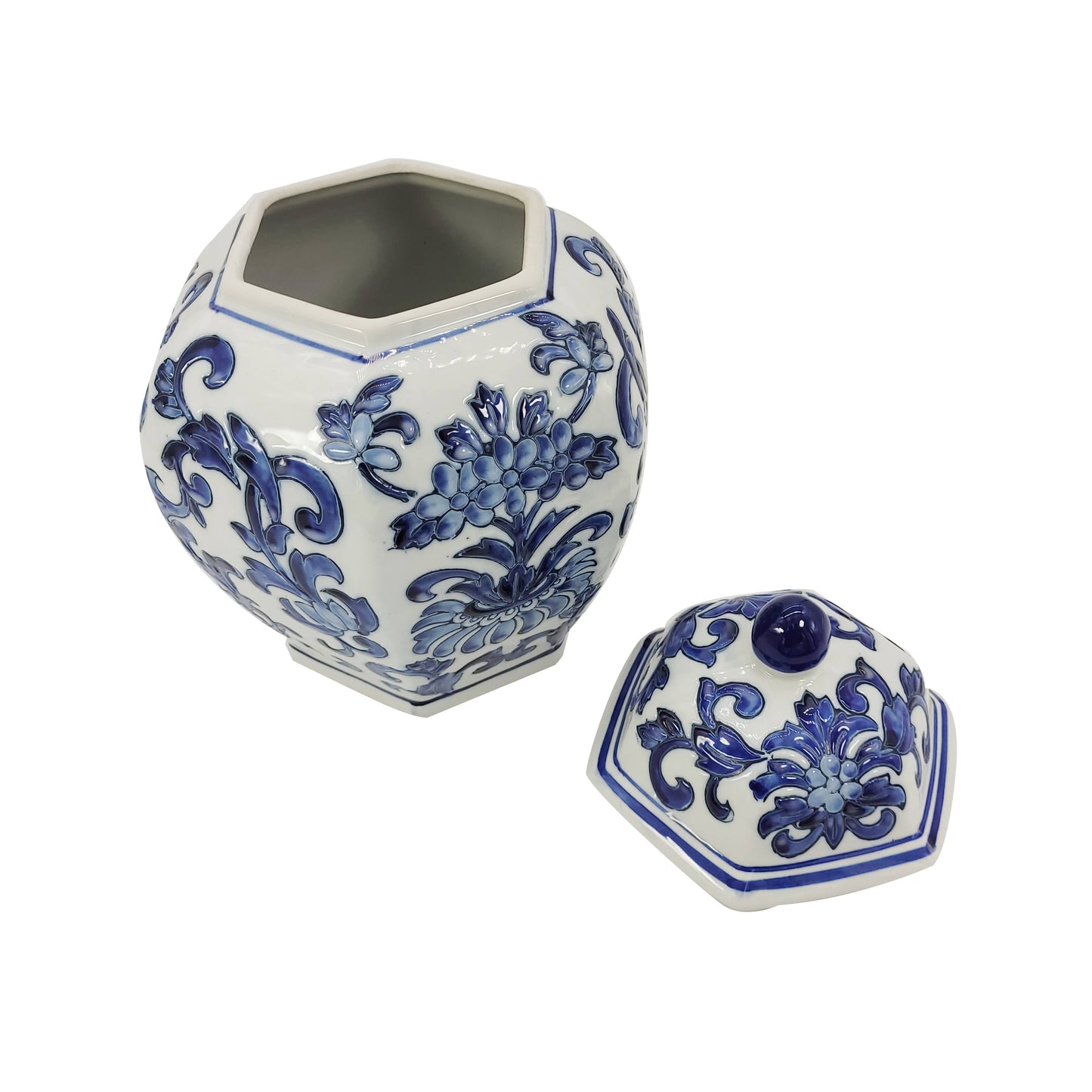 Galt Blue & White Chinoiserie Ceramic Jar 12"