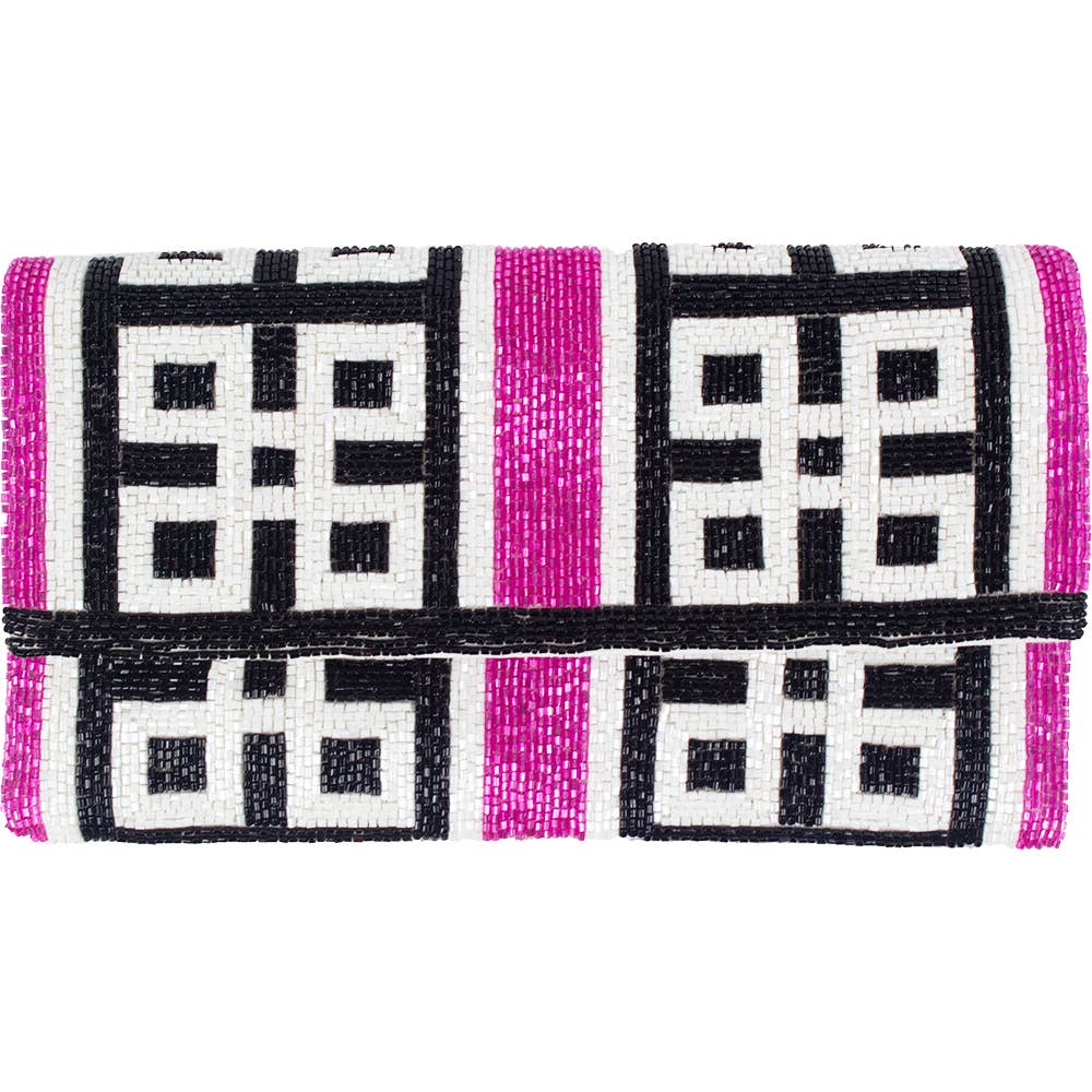 The Neon Meander Beaded Clutch