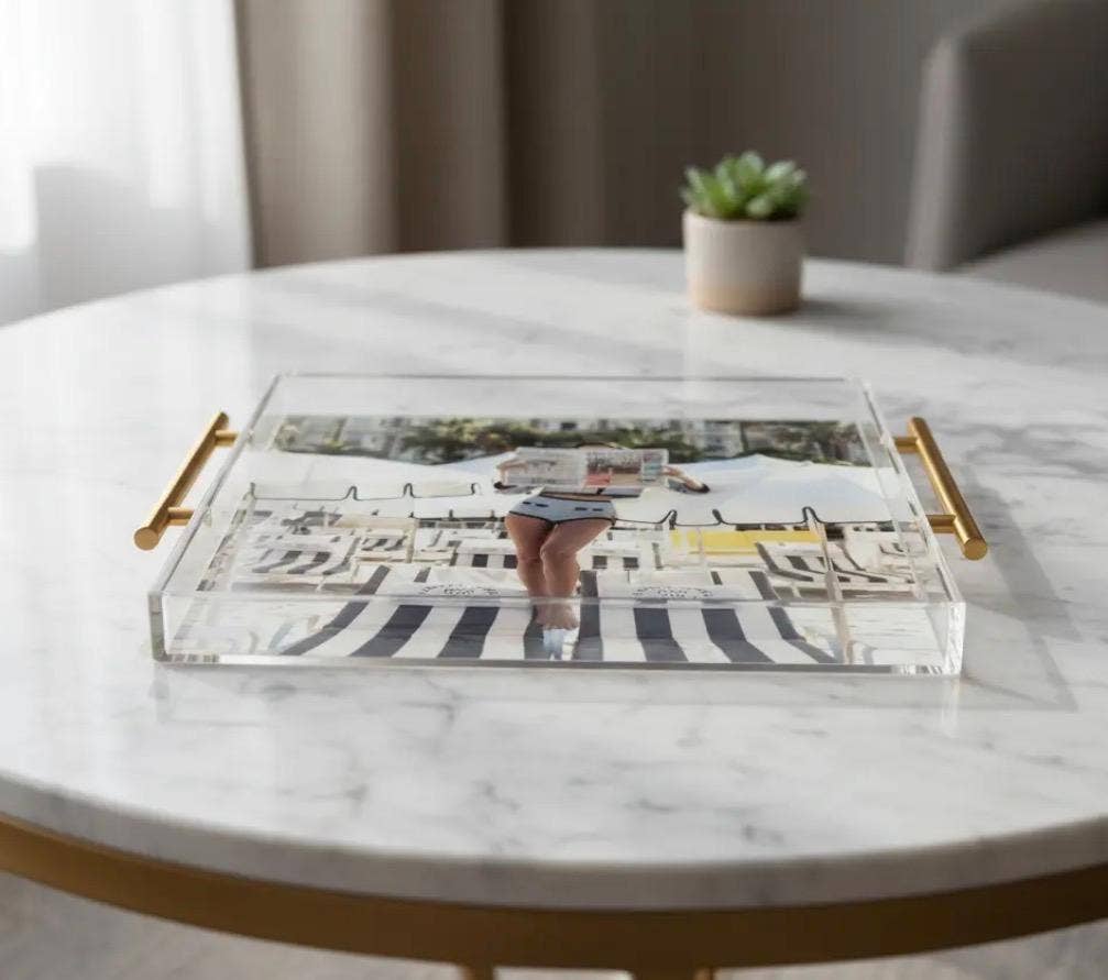 Black White Glam Decorative Acrylic Tray