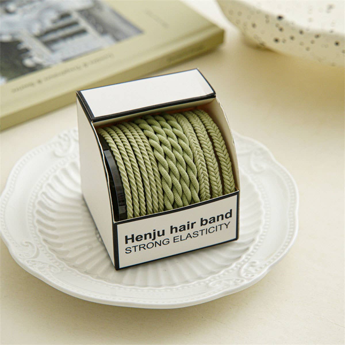 ACCITY Braided Cord Super Stretchy Elastic Hair Ties, 10pcs