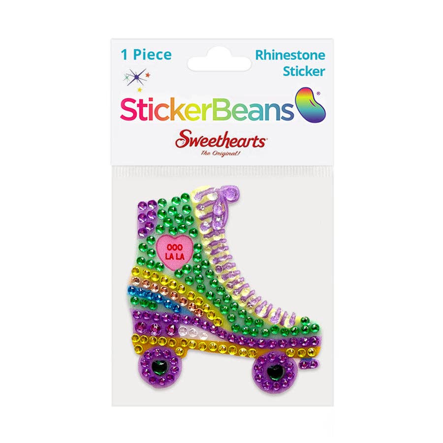 StickerBeans - Sweethearts Roller Skate Rhinestone Sticker 2" Cut to Shape