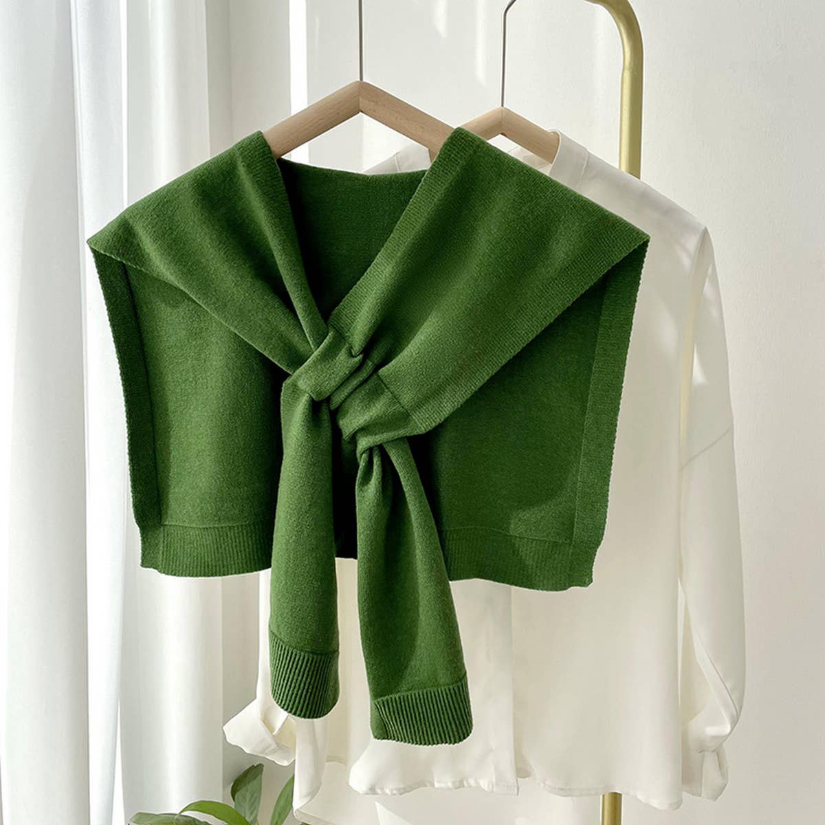 ACCITY Solid Color Knitted Knotted Shawl–Casual & Cozy