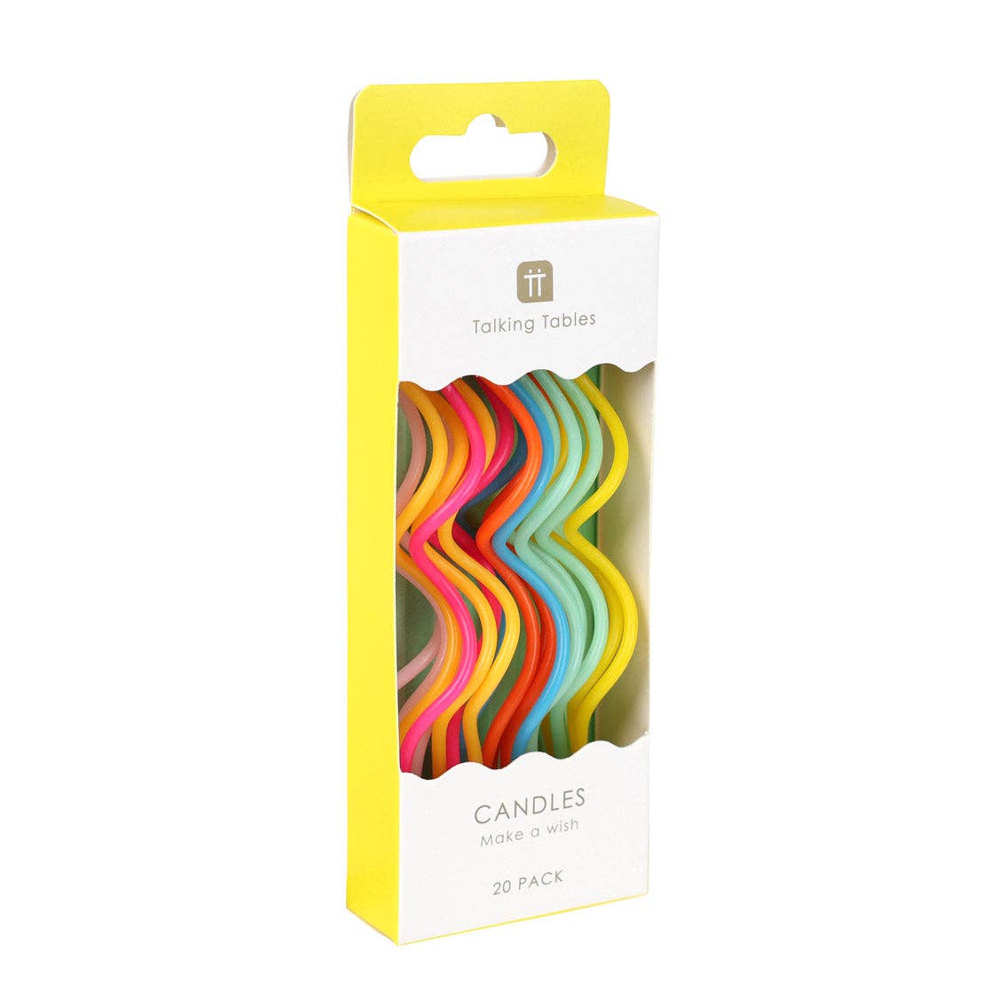 Talking Tables Rainbow Twisted Birthday Candles - 20 Pack | Cake Candles |