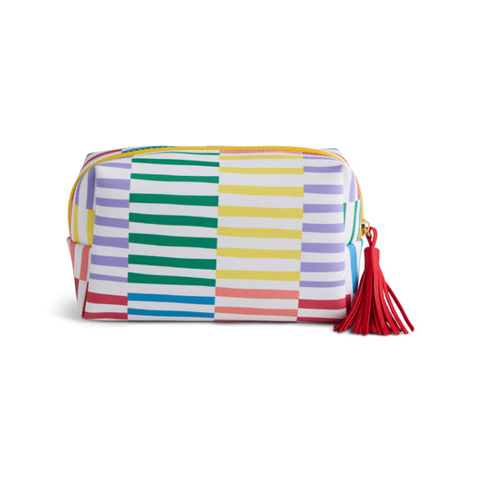 Boldly Striped Quilted Zip Pouch - 7x 2.5x 4.5in