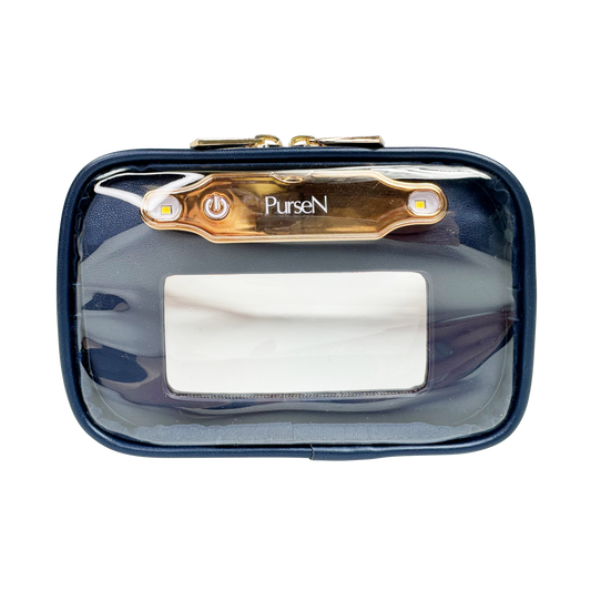 PurseN LITTMINI • Lighted Mirror Case • Navy Pearl