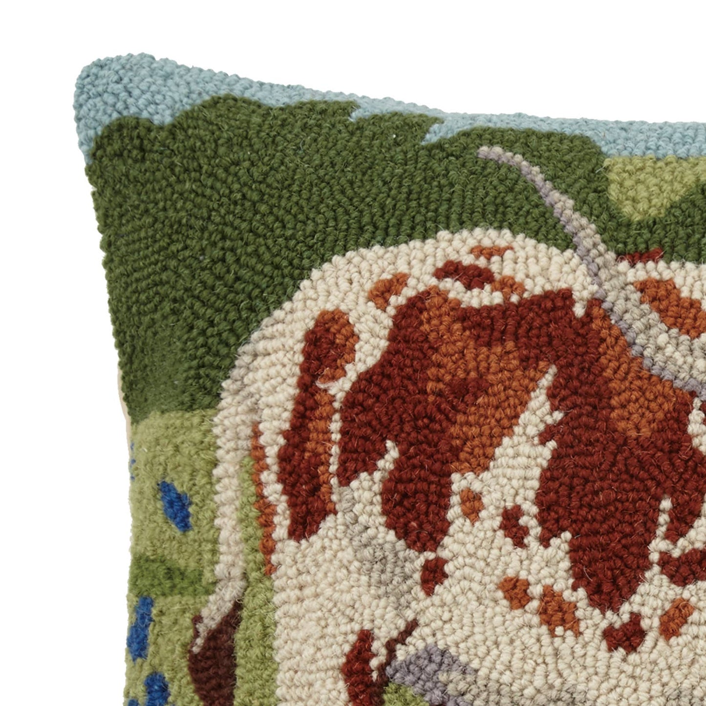 Peking Handicraft LONGHORN IN BLUE BONNETS FIELD HOOK PILLOW