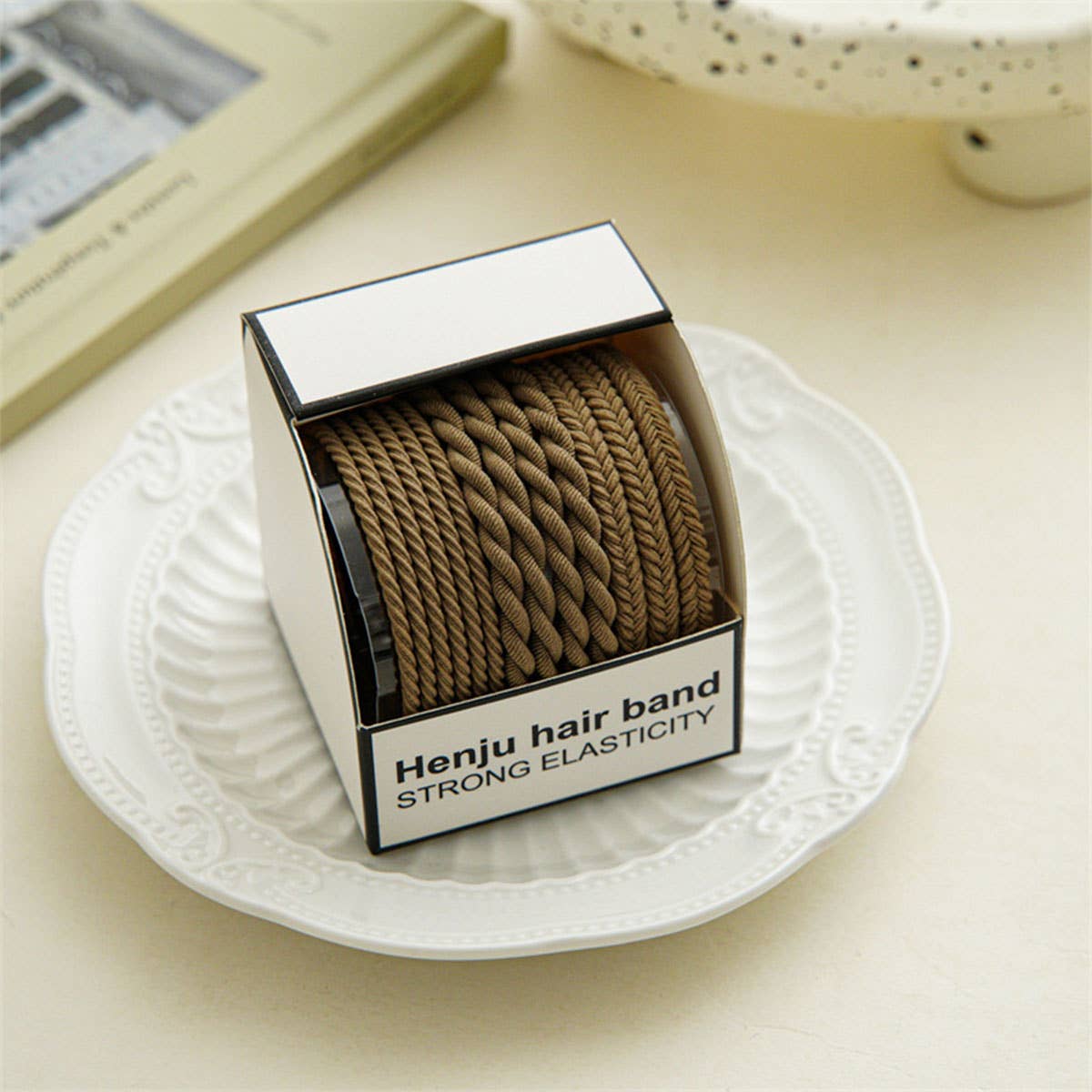 ACCITY Braided Cord Super Stretchy Elastic Hair Ties, 10pcs