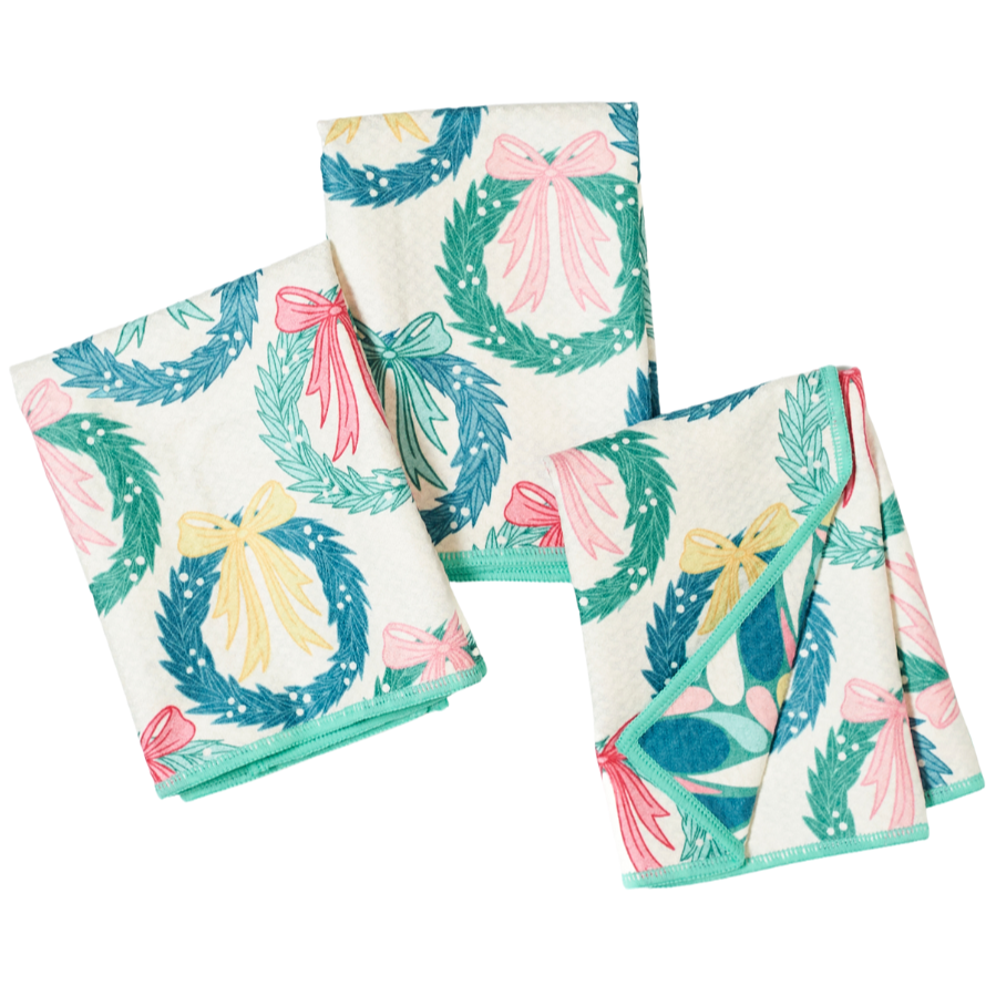 Once Again Home Mighty Mini Towel (Set of 3) Reversible - RJW Neighbors Wreath