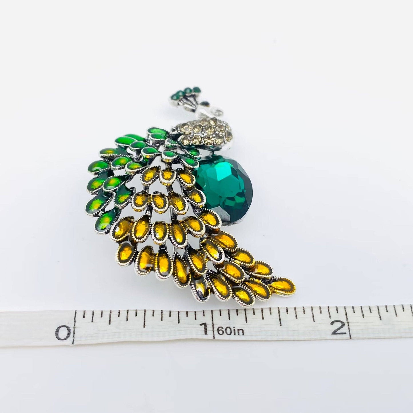 Mio Queena Enamel Colored Rhinestone Peacock Brooch