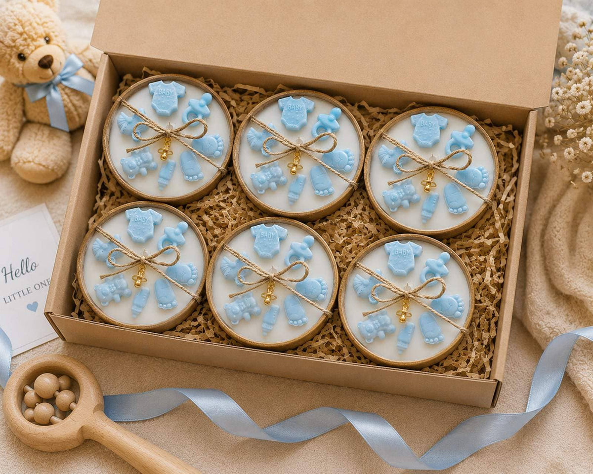 Held in Light - Baby Boy Gift Candle in Wooden Bowl – Handmade Soy Candle