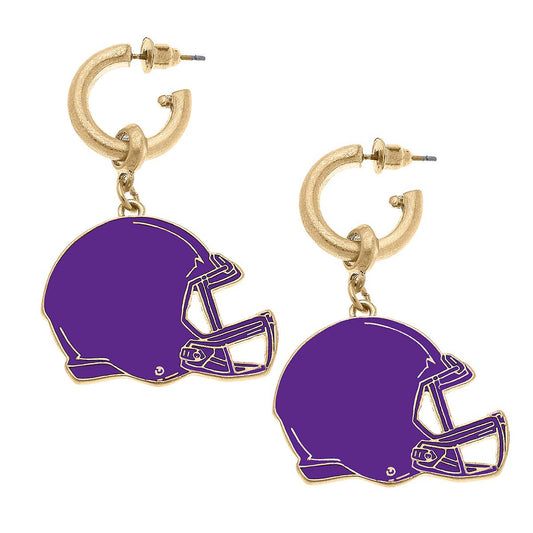 Canvas Style Game Day Football Helmet Enamel Earrings