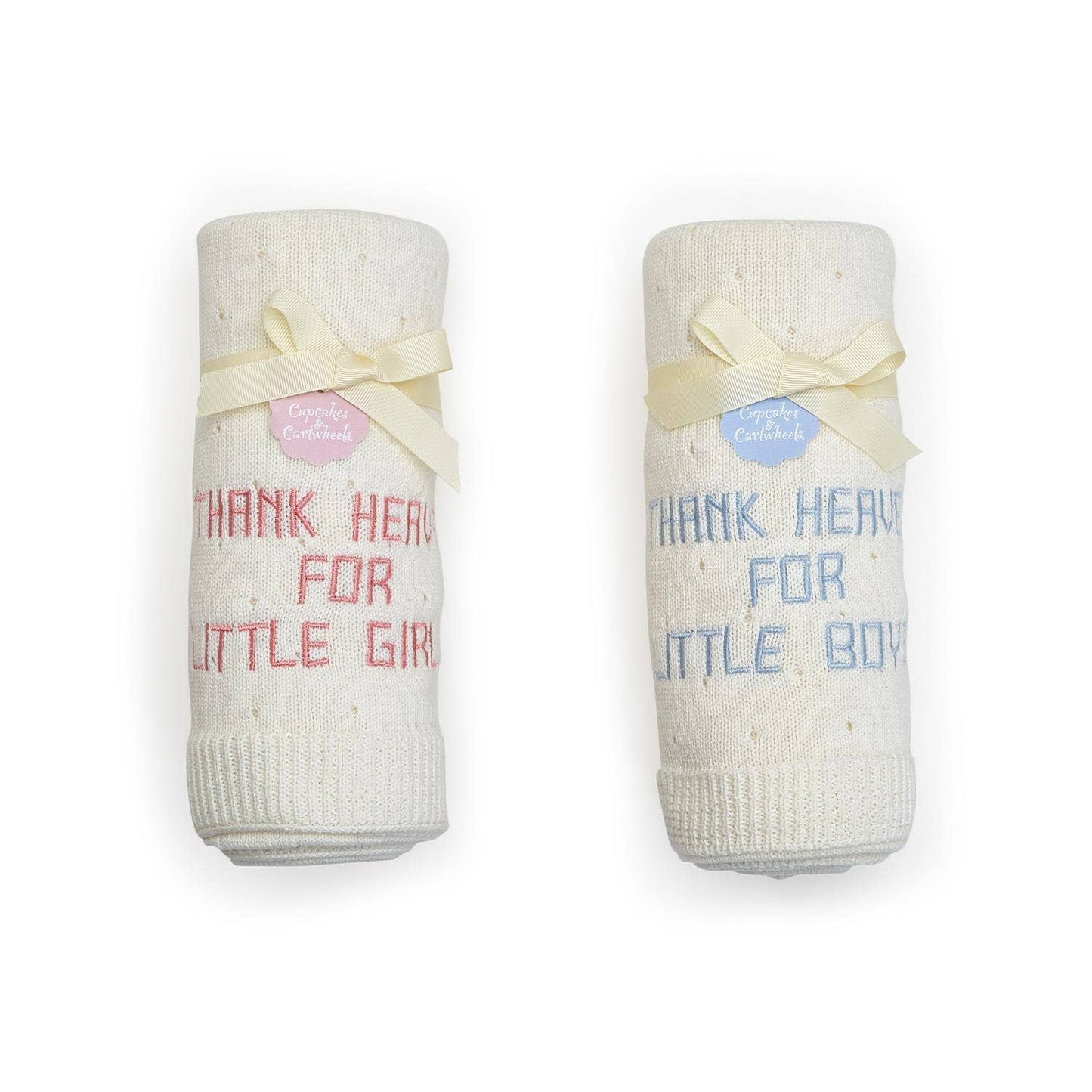 Two's Company's Thank Heaven Embroidered Knit Cotton Blanket