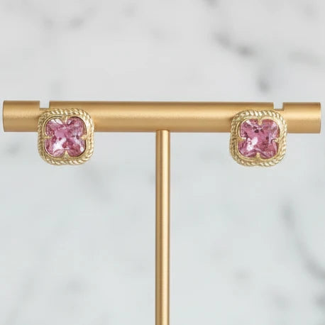 Palermo Rose Cushion Stud Earrings