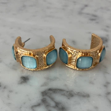 Palermo Aquamarine Hoop Earrings