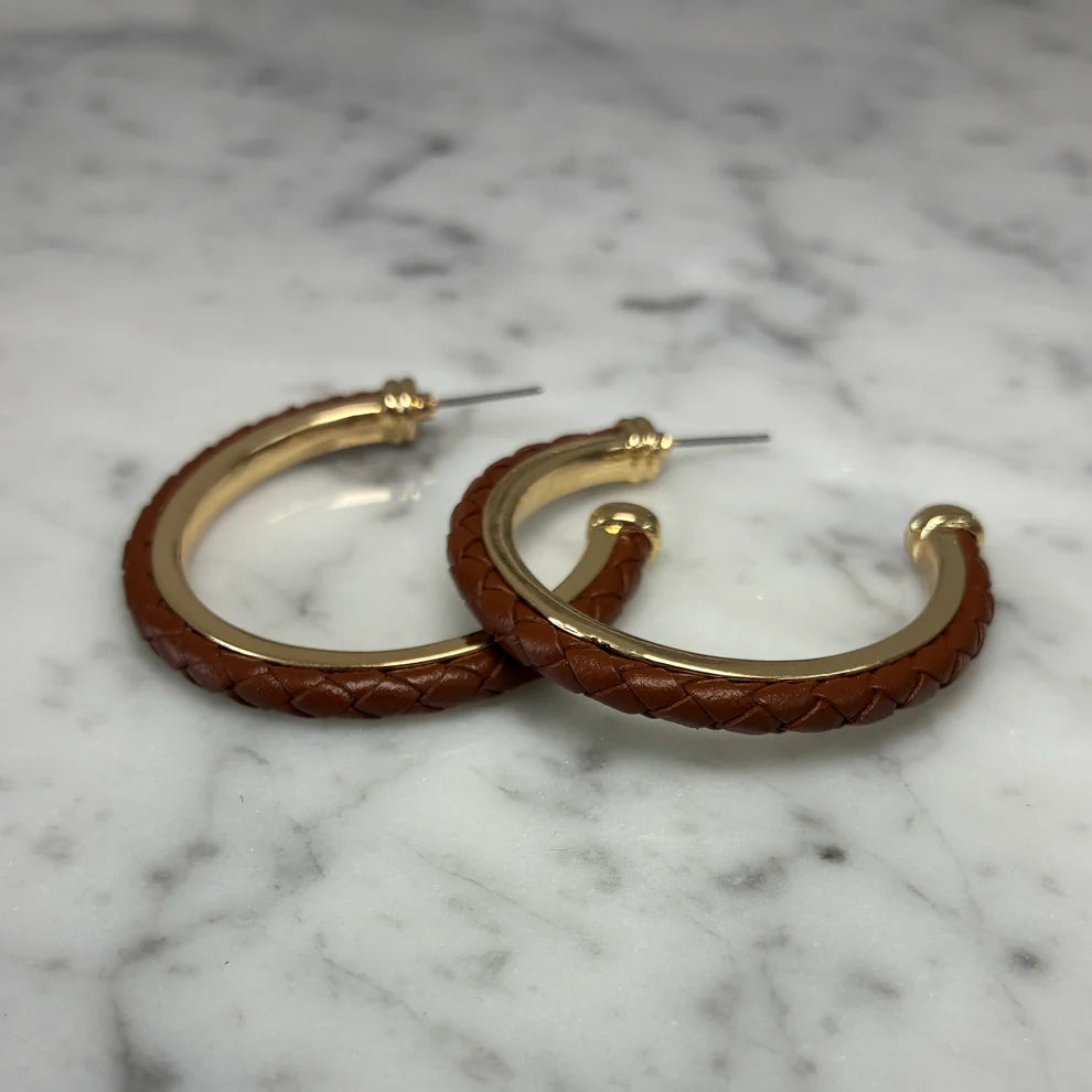 Venetian Woven Leather Hoops