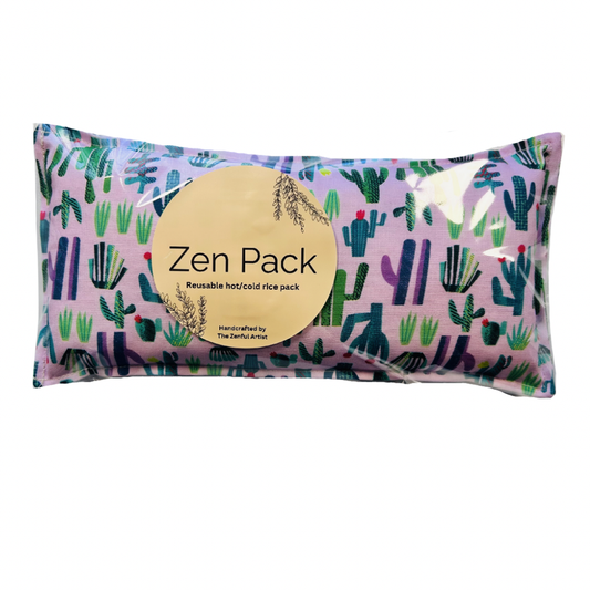 Reusable Hot/Cold Rice Pack - Pink Cactus