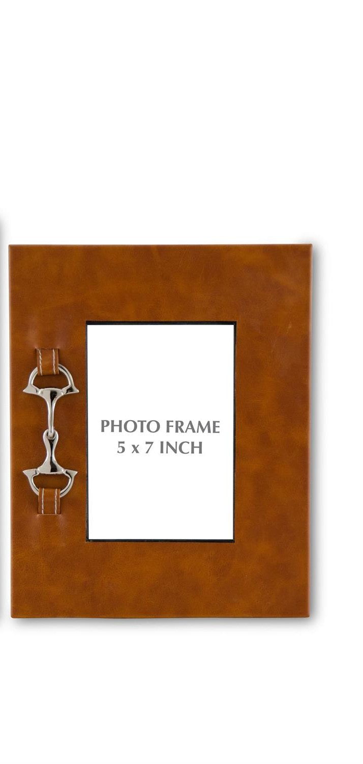 K&K Tan Leather Photo Frames with Silver Horse Bit