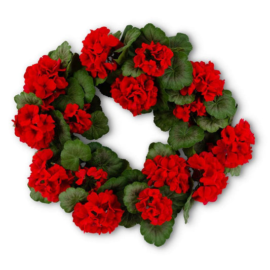 K&K Real Touch 24" Red Geranium Wreath