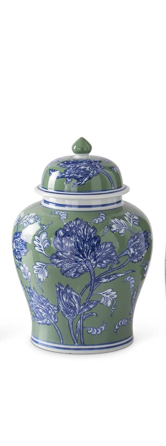K&K Blue, Green & White Floral Ceramic Vases