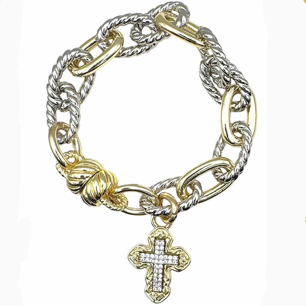 The "Legacy" Two-Tone Cross Link Bracelet