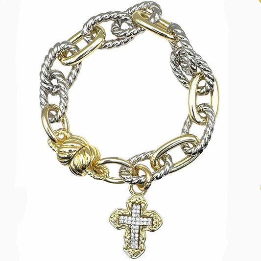 The "Legacy" Two-Tone Cross Link Bracelet