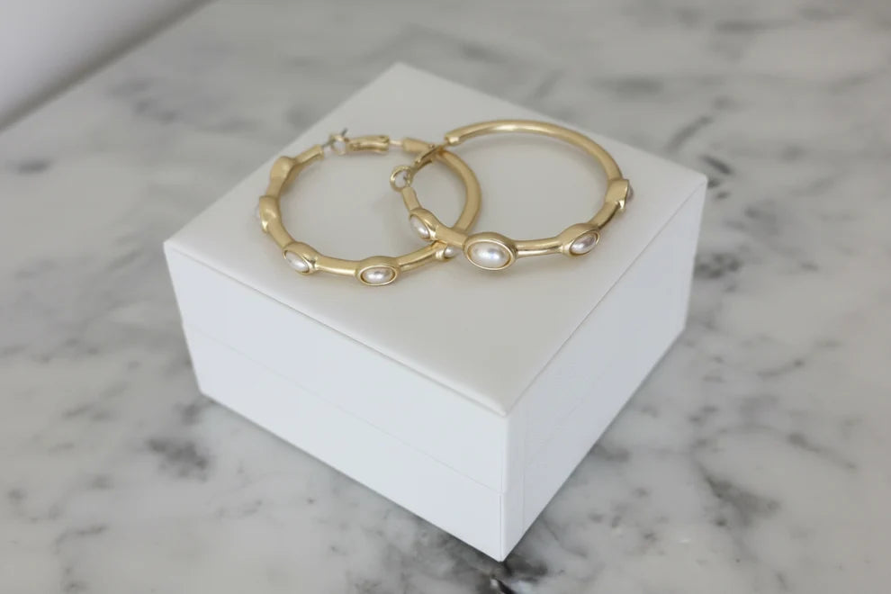 Catalina Pearl Hoop Earrings