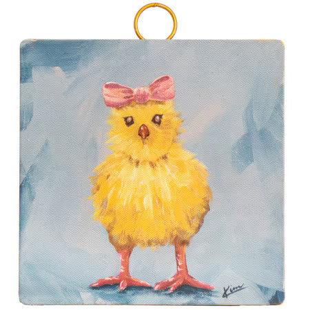 Round Top Mini Pink Bow Chick
